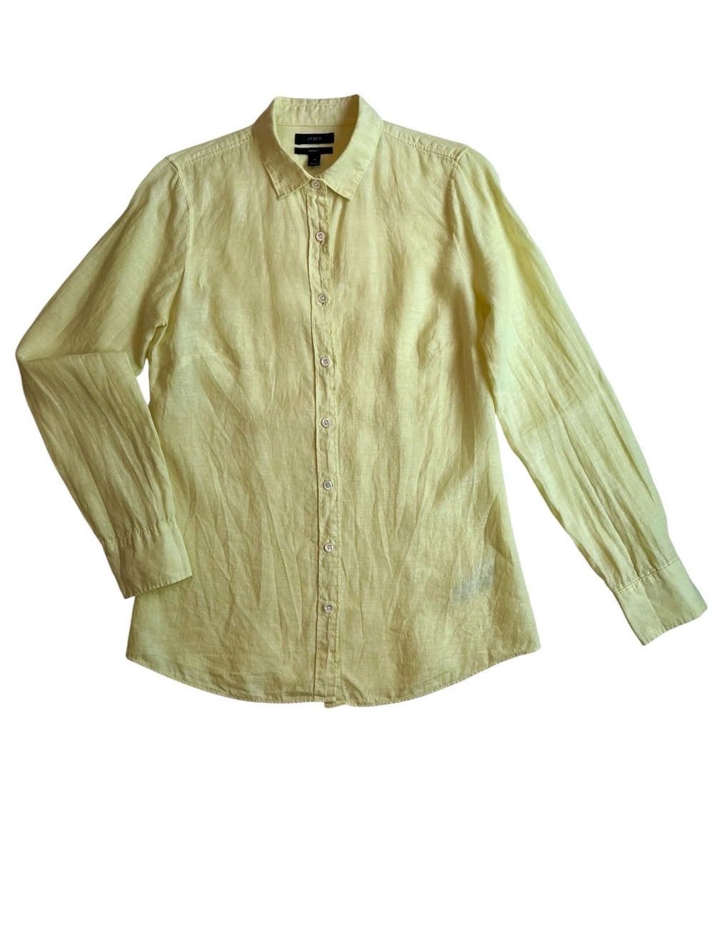 J. Crew Butter Yellow Perfect Shirt in 100% Linen